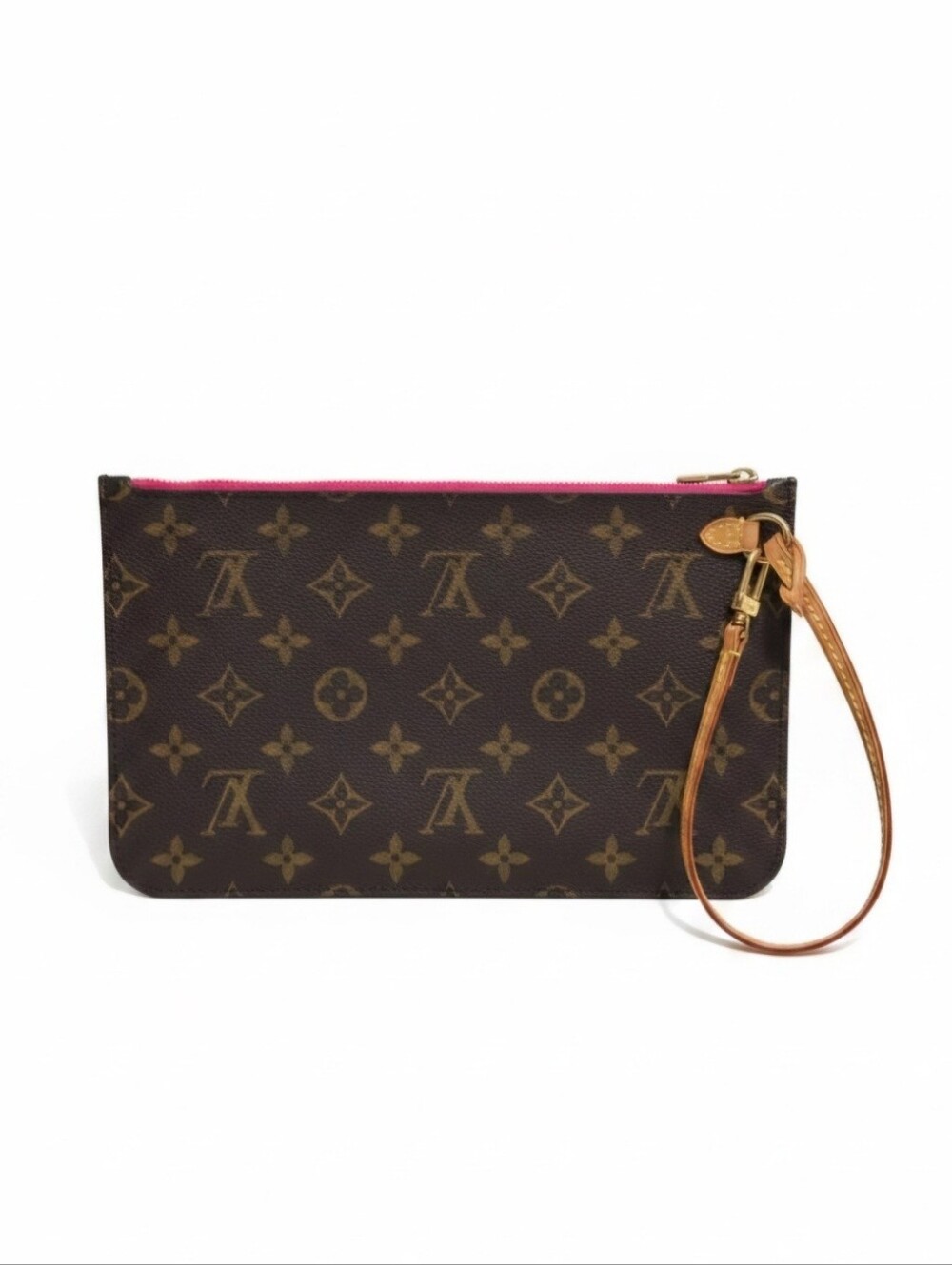 Louis‎ Vuitton Neverfull MM Pouch Pochette Wristlet Clutch Pivoine Pink with COA